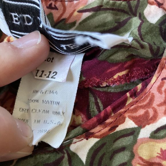 ED Michaels Vintage 80s Floral Dress Button Down Back w Pockets Romantic 11/12* - Picture 10 of 13
